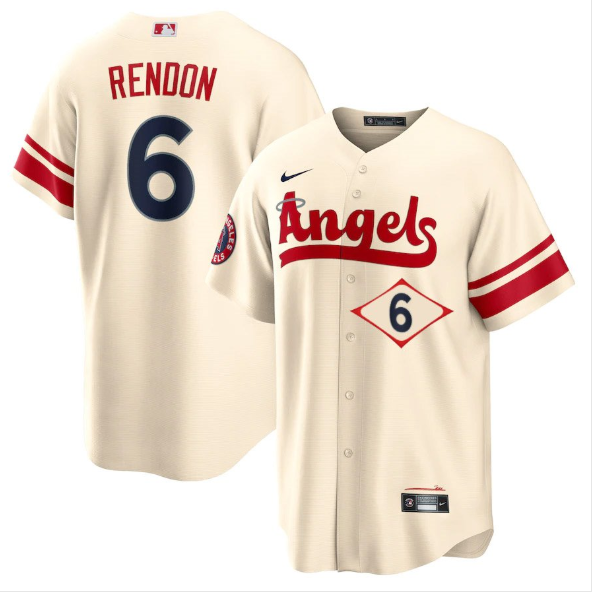 Men's Los Angeles Angels #6 Anthony Rendon 2022 Cream City Connect Cool Base Stitched Jersey Men's Los Angeles Angels #6 Anthony Rendon 2022 Cream City Connect Cool Base Stitched Jersey
